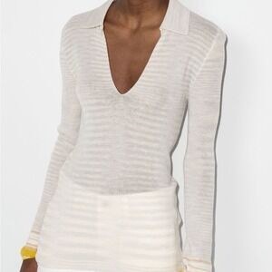 MISSONI WOOL LONG SLEEVE POLO SWEATER SZ 38 XS S NEW